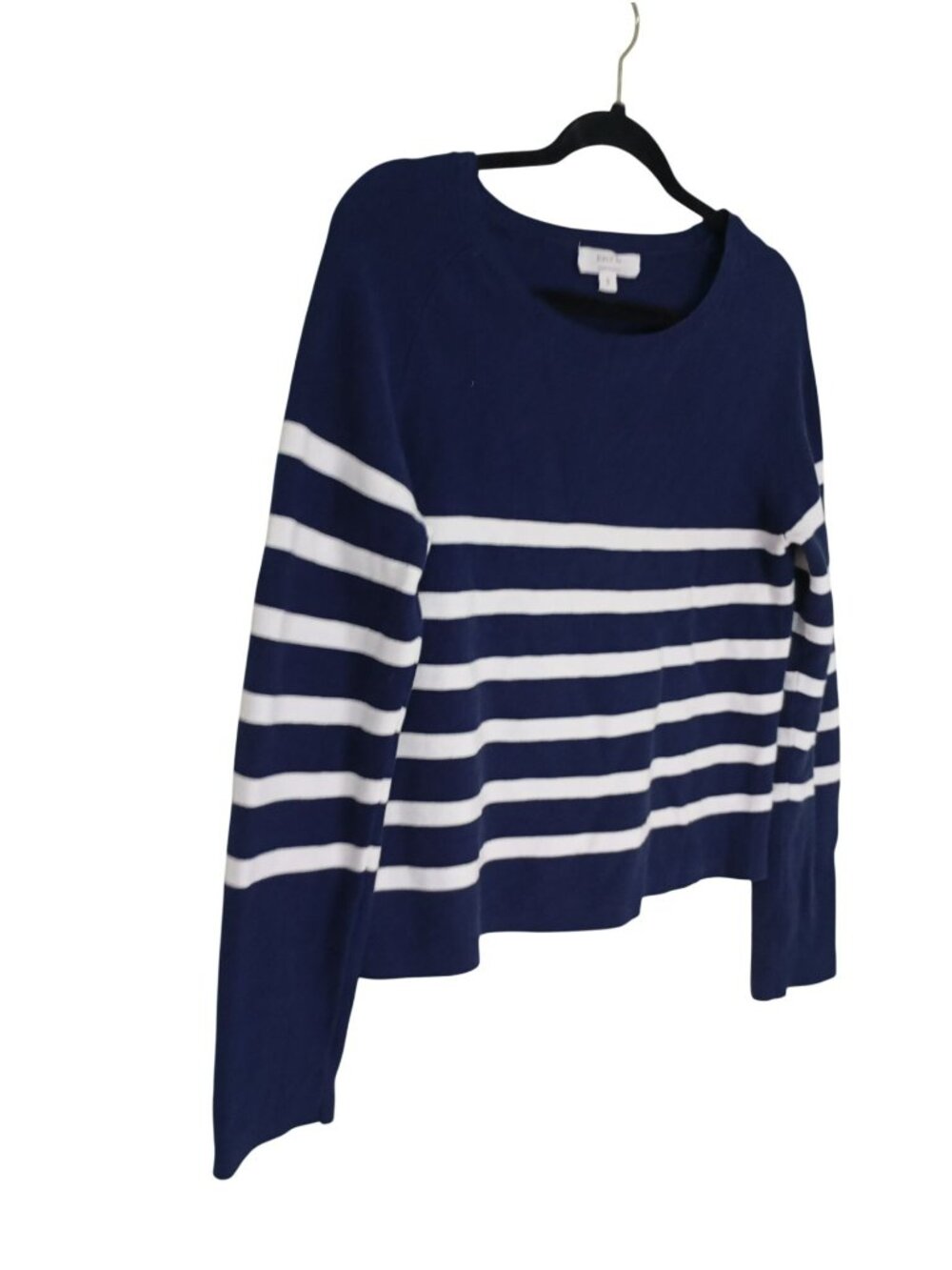 Striped Navy & White Cotton Long Sleeve Sweater - Size S - BRIT.NY - Picture 6 of 7
